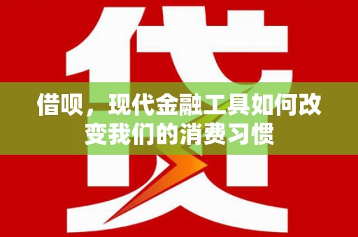 淇滨借呗，现代金融工具如何改变我们的消费习惯