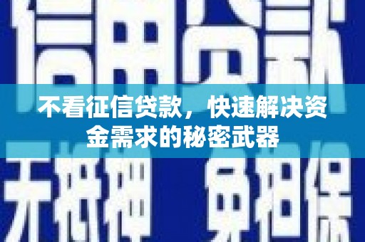 淇滨不看征信贷款，快速解决资金需求的秘密武器
