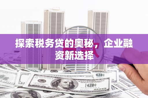 淇滨探索税务贷的奥秘，企业融资新选择