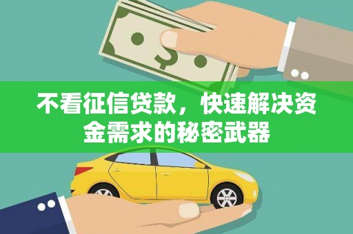 淇滨不看征信贷款，快速解决资金需求的秘密武器
